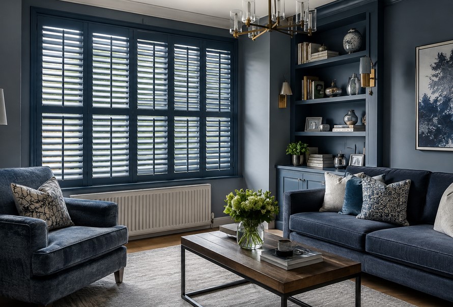 blue window shutters